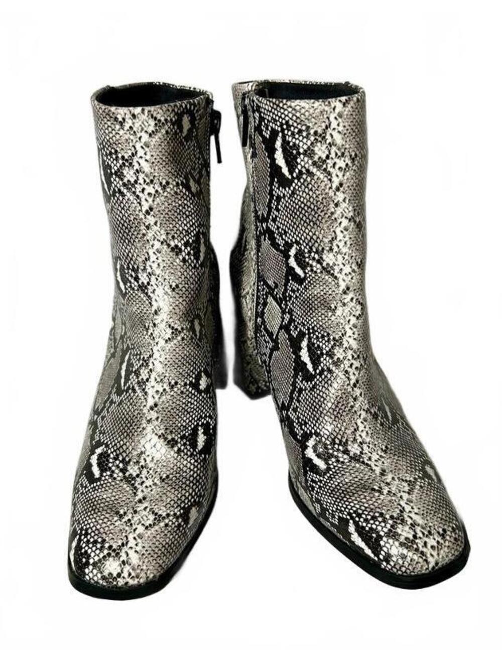 Madden Girl Snakeskin Print Ankle Boots Size 8 Block Heel Y2K 90s Grunge